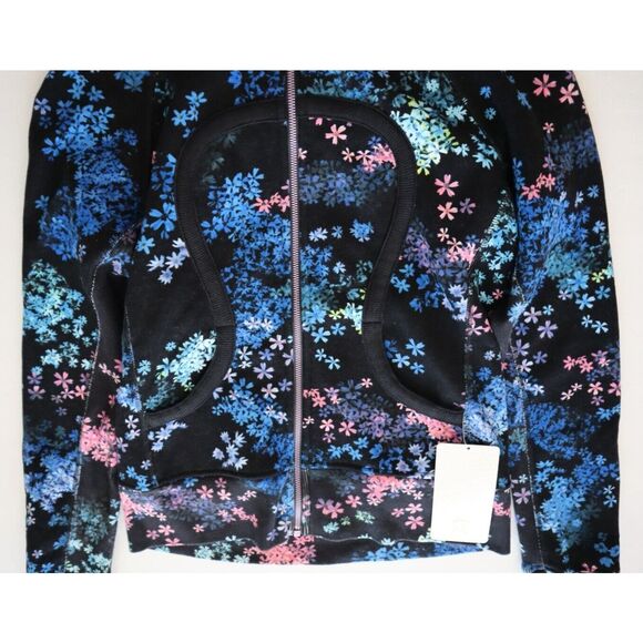 Lululemon W4C68S Women's Sz 8 Black Floral Scuba L/S Full Zip Hoodie RARE - Picture 11 of 14